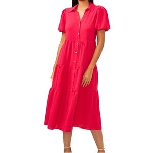 MSK Vibrant Orange Tiered Maxi Dress